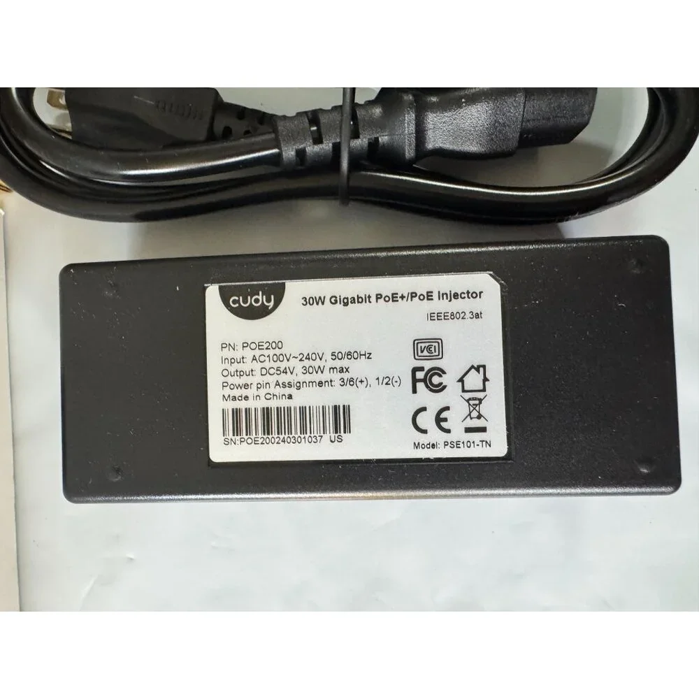 Cudy 30W Gigabit POE/POE+ Injector IEEE802.3at/af Compliant Model POE200